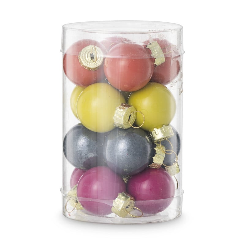 Box met kerstballen - multikleur - ø2.5 cm - set van 16